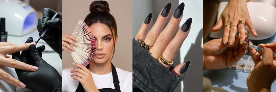 Minimalistische matte manicure met een geometrisch nageldesign